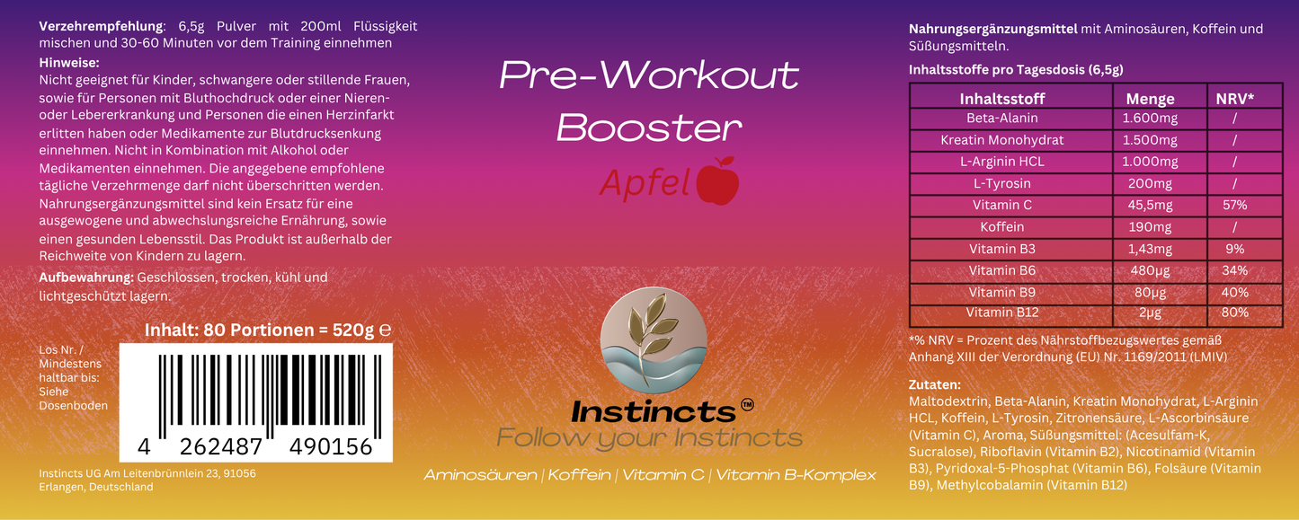 Pre-Workout Booster - 520g - Apfel