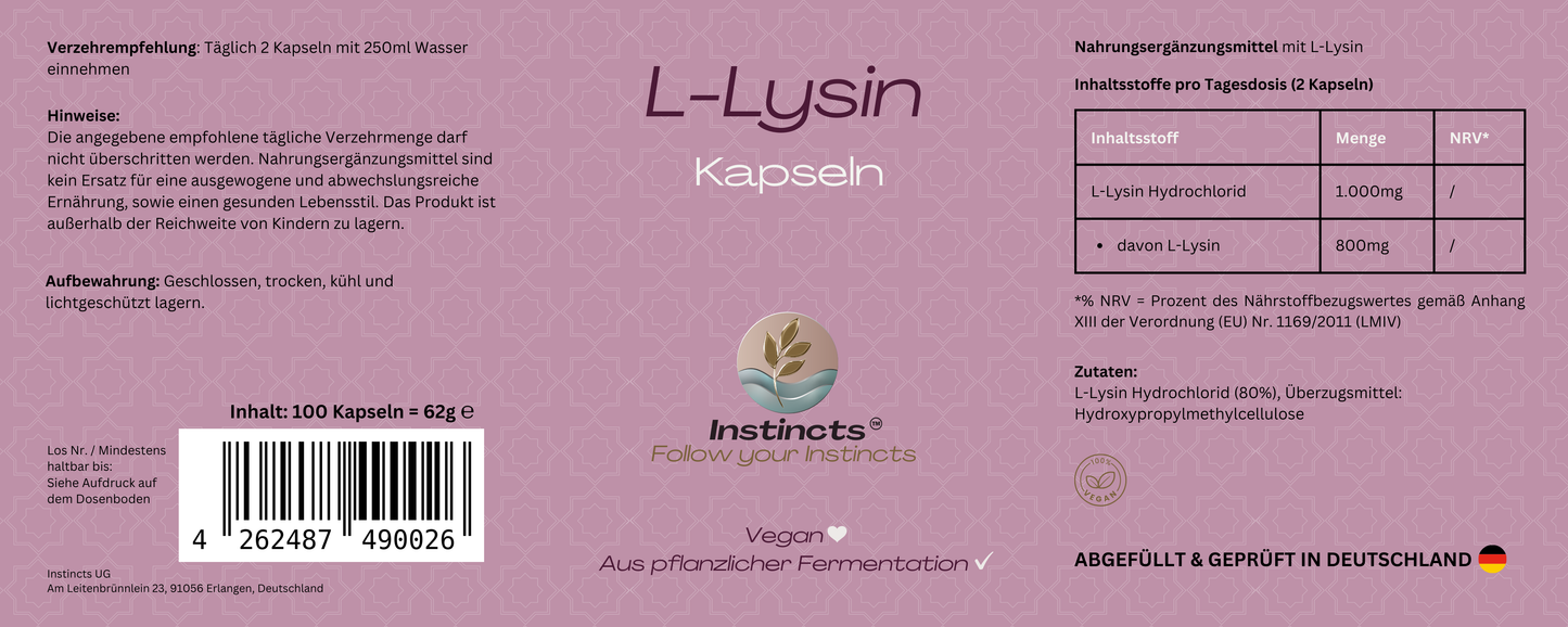 L-Lysin Kapseln - 100 Stk.