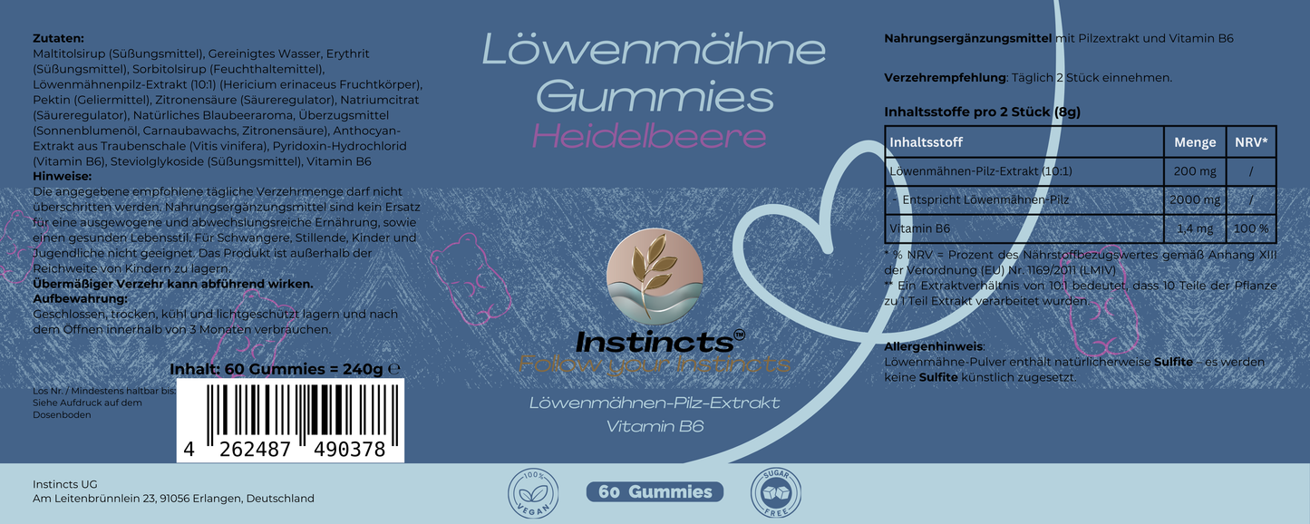 Löwenmähne Gummies - 60 Stk.