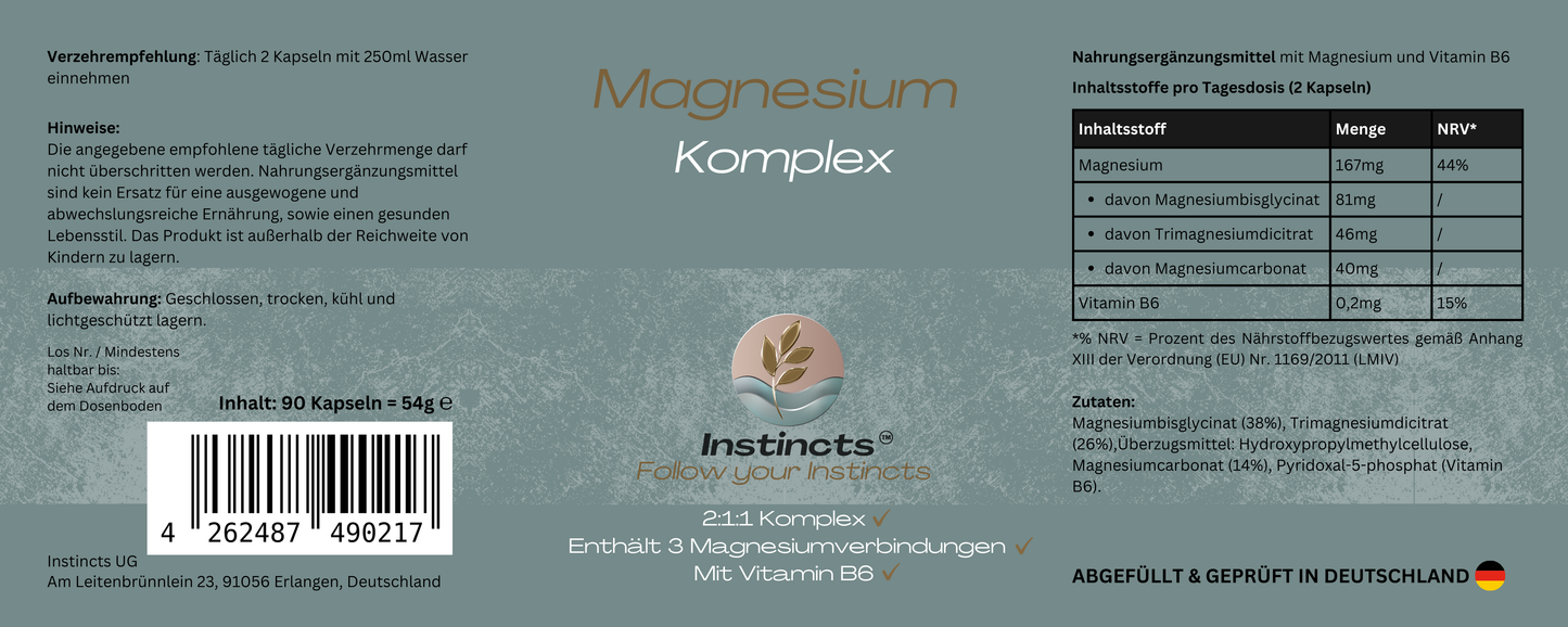 Magnesium Komplex + Vitamin B6 - 90 Kapseln