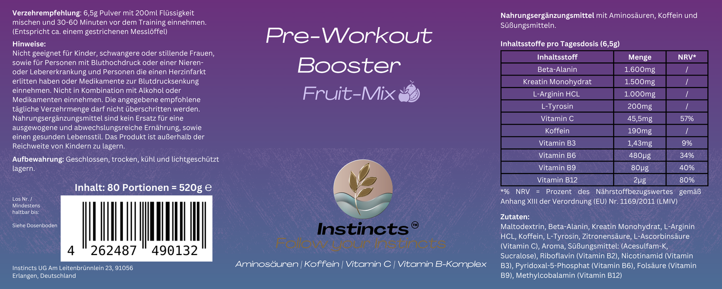 Pre-Workout Booster - 520g - Fruit Mix