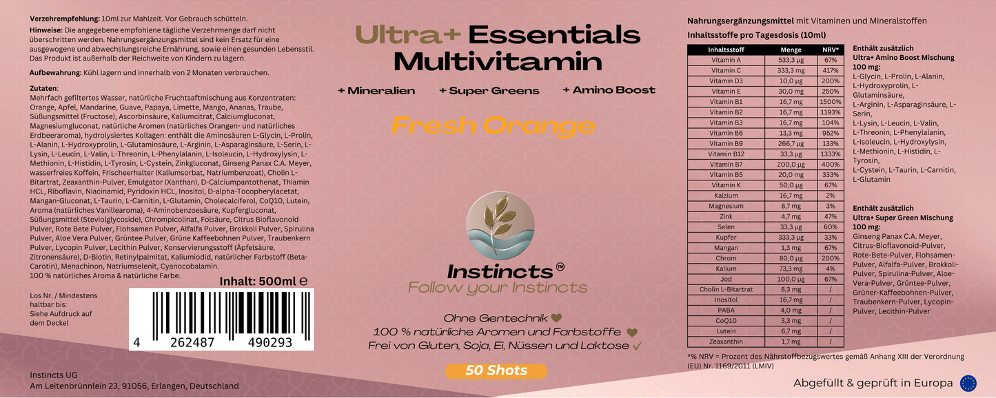 Ultra+ Essentials Multivitamin - Fresh Orange - 500ml
