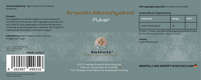 Kreatin Monohydrat Pulver - 1000g