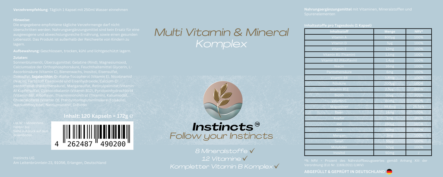 Multi Vitamin & Mineral Komplex - 120 Kapseln