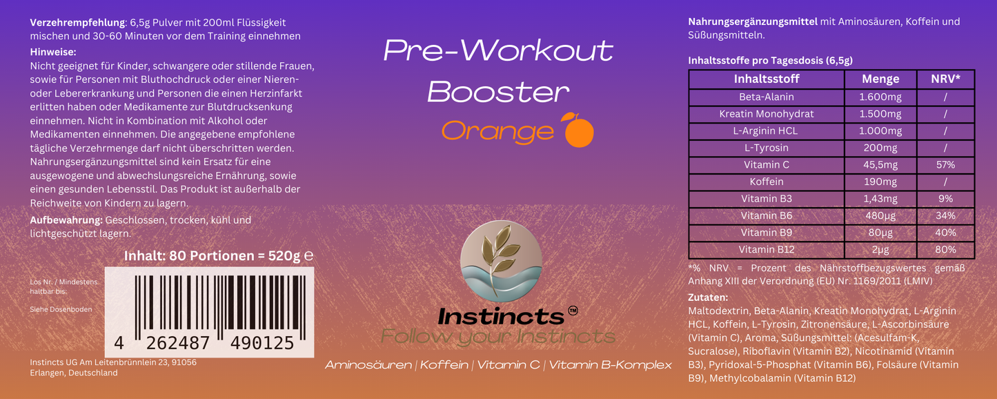 Pre-Workout Booster - 520g - Orange