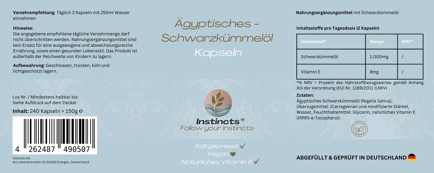 Ägyptisches Schwarzkümmelöl - 240 vegane Softgels
